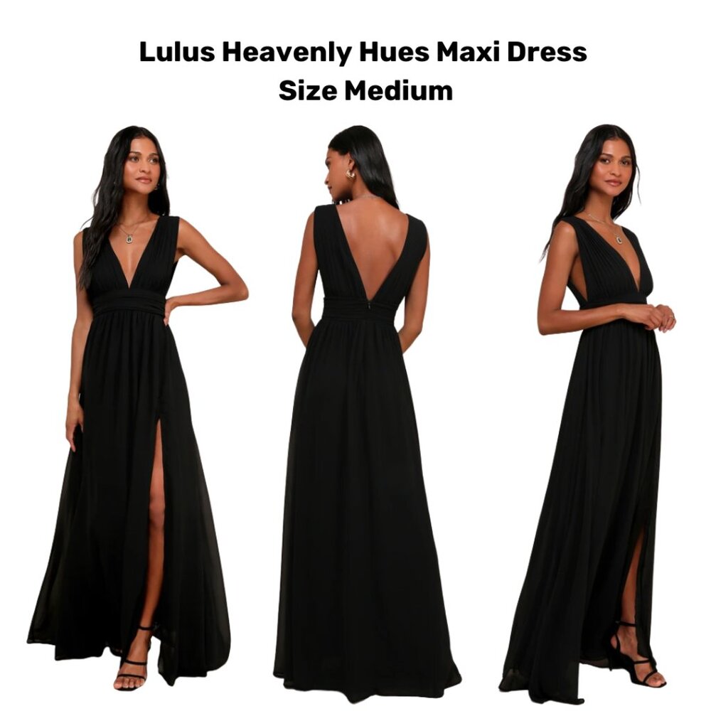 CLEARANCE - Lulu's Heavenly Hues Black Maxi Dress (Medium)